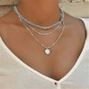 Silver Three-Layer Round Necklace for Women Simple Snake Chain Charm Ball Chain Party Gift Women's ExquisiteJewelry - Image 9