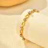 Elegant White Cubic Zircon Charm Bracelet,Women's Hollow Elliptical Handmade Chain Bracelet,Gold Color Stainless Steel Bracelets - Image 5