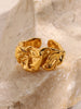 Stainless Steel Openwork Ring with Sculpted Folds in Gold-Tone - Image 27