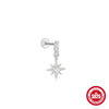 Silver 1pc Water Drop Zirconia Tassel Chain Two Stud Earrings For Women Hypoallergic Jewelry - Image 7