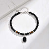 Geometric Black Glass Square Pendant Anklet, Nature Stone Bead Chain Ankle Bracelet for Men, Stainless Steel Foot Jewelry - Image 6
