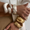 Wide Wave Cuff Bangle in Matte Gold-Tone and Silver-Tone Alloy - Image 13