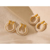 Stainless Steel Imitation Pearls Hoop Huggie Earrings Romantic Elegant Charm Chic Jewelry - Image 3