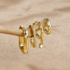 Four-Piece U-Shaped Hoop Earring Set with Geometric Pendants in Gold-Tone or Silver-Tone - Image 5