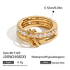 Stainless Steel Zircon Ring Asymmetric Size Double Flap Stackable Ring Women's Jewelry Party Gift - Image 9