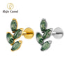 Titanium 16G Leaf Stud Earring Moss Agate Marquise Helix Conch Tragus Cartilage Piercing Jewelry - Image 1