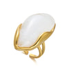 Maillard Chunky Gold Plated Stainless Steel Open Ring for Women Retro Tiger Eye Irregular Statement Adjustable Jewelry Gift - Image 7