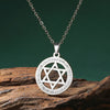 Star of David Stainless Steel Vintage Necklace Clear Zircon Round Pendant Necklaces Jewelry Wedding Gift for Women Men - Image 1