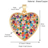 Brass Heart with CZ Zirconia Paved Charm Pendant, Gold Plated Zircon Jewelry Finding Supplies - Image 36