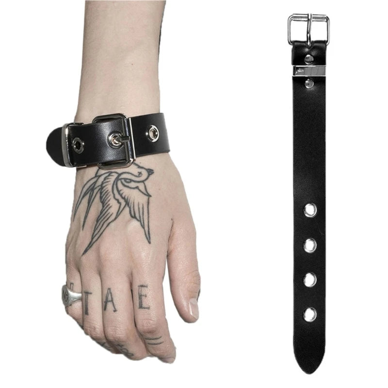 Cool Punk Bracelets Men Women Retro Bracelet Adjustable Wrist Belt Buckle Styles Cuff Bangle Bracelet for Party Club Daily Wear - Image 1