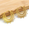 India Gypsy Tribal Ethnic Mandala Stainless Steel Earrings Women Gold Color Lotus Flower Hoop Earring Indian Jewelry - Image 6