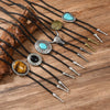 Vintage Artistic Bolo Tie Necklace Antique Silver Turquoise Inlaid Vintage Turquoise Pendant Round Disc Personality - Image 5