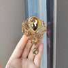 Retro Blue Crystal Big Waterdrop Pendant Brooch for Women Full of Rhinestone Brooch Pin Clothing Accessories Vintage Jewelry - Image 5
