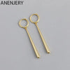 Silver Color Long Strip Hoop Earrings for Women French Gold Silver Waterdrop Earrings Jewelry - Image 1