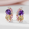 Purple Zircon Drop Earrings For Women Jewelry Rose Gold Color Bride Wedding Earrings - Image 2