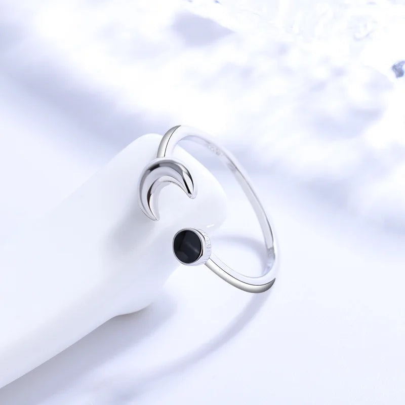 Silver Moon Stars Adjustable Rings For Women Dating Ring Wedding Jewelry Ladies Accessories Jewellery - Image 1