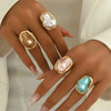 4pcs Elegant Imitation Baroque Pearl Ring Set for Women Vintage Style Statement Adjustable Rings Daily Wear Jewelry - Image 2