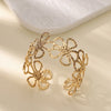 Dainty Flowers Stainless Steel Bracelet Gold Color Open Cuff Bangle for Women Wedding Jewelry Vacation Party Accessories Gifts - Image 3