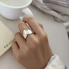 Silver Open Finger Ring Punk Heart Irregular Geometric Stackable For Women Girl Jewelry Gift - Image 18