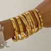 Gold Plated Smooth Steel Curved Square Smooth Buckle Bangle Cuff Bracelet Jewelry - Image 1