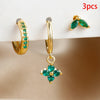 3PCS Green Zircon Hanging Earrings Set for Women Stainless Steel Flower Dangle Earring Cartilage Piercing Jewelry - Image 16