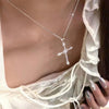 Elegant Crystal Cross Pendant Necklace Silver Color Star Ladies Necklace Party Jewelry Women Gift - Image 6
