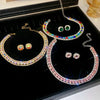 Crystal Necklace Earrings Set Pink ABcolourful Necklace for Women Weddings Party Jewelry Sets Accessories - Image 5