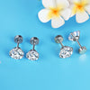 Round Cubic Zirconia Stud Earrings in Stainless Steel 3mm to 8mm - Image 3
