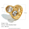 Zircon Double-headed Ring For Women Gold Plated Stainless Steel Rings Women's Jewelry Decoration Accessories Gift - Image 7