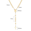 Stainless Steel Long Necklace Virgin Mary Cross Pendant with 35cm+15cm Extender Bead Chain Jewelry - Image 8