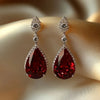 Red Water Droplet Cubic Zirconia Earrings, and Shiny Women's Jewelry Gift Suitable for Daily Holiday Wear - Image 1