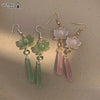 1Pair Chinese Style Lotus Pendant Tassel Earrings For Women Girls Classic Retro Elegant Long Drop Earrings Jewelry Gifts - Image 1