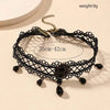 Vintage Black Lace Flower Choker Necklace for Women Classic Crystal Tassel Beaded Chain Necklace Jewelry Gifts - Image 4