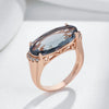 Grey Big Oval Wedding Rings For Women Rose Gold Color With Zircon Daily Jewelry - Image 5