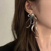 Korean Personality Irregular Bowknot Earrings Simple Silver Color Metal Line Big Long Bow Drop Earrings Female Jewelry - Image 3