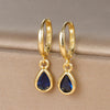 Stainless Steel Huggie Hoop Earrings with Colored Stone Details in Two-Piece Sets - Image 13