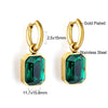 Green White Color Crystal Zircon Hoop Earrings For Women Stainless Steel Heart Square Leaf Shape Pendant Earring Gifts - Image 19