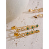 Green White Cubic Zirconia Chain Drop Earrings Gold Color Stainless Steel Pvd Plated Chic Jewelry - Image 2