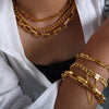 Jewelry Set 316L Stainless Steel Gold Color Geometric Chain Necklace Bracelets For Women Girl - Image 1