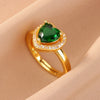 Colorful Cubic Zirconia Open Ring in Gold-Tone Stainless Steel - Image 15