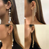 Long Tassel Geometric Imitation Pearl Chain Clip Earrings No Pierced Ear Cuff Cartilage Elegant Female Women Jewelry - Image 18