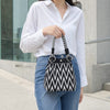 Geometric Mini Tote Bag Women Black Ivory Graphic Handbag Ring Handle Compact Daily Purse for Korean Style Outfits - Image 1
