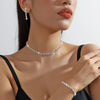 Set of Shiny Silver Plated Collarbone Chain Necklace Bracelet Jewelry, Women's Minimalist Starry Sky Accessories - Image 2