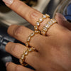 Stackable Water Drop Cubic Zirconia Ring in Gold-Tone Stainless Steel - Image 2