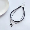 Sweet and cute black acrylic Moon Crescent pendant velvet strap double layer wear choker neck strap collar choker necklace women - Image 2