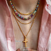 Bohemia Candy Color Stone Beads Beaded Necklace for Women Gold Plated Brass Strand Chokers - Image 3