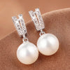 Imitation Pearl Dangle Earring for Women Silver Color Bling Cubic Zirconia Elegant Lady Jewelry - Image 20