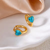 316L Stainless Steel Heart Water Drop Square Zircon Hoop Earrings For Women Men Personality Design Jewelry Gifts - Image 4