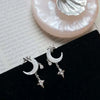 Asymmetric Shiny Star Moon Drop Earrings for Women Silver Color Metal Crystal Pearl Earrings Aesthetic Jewelry - Image 7