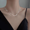 Silver Double Layer Box Chain Snake Clavicle Chain Necklace Female Hip-hop Retro Unique Design Jewelry - Image 5